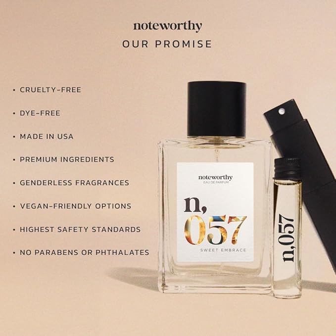 Noteworthy n,057 Sweet Embrace Eau De Parfum – Vanilla, Passionfruit, Tonka Bean | Sophisticated, Warm Fragrance for Any Occasion | Long-lasting Unisex Perfume for Women & Men (100ml)