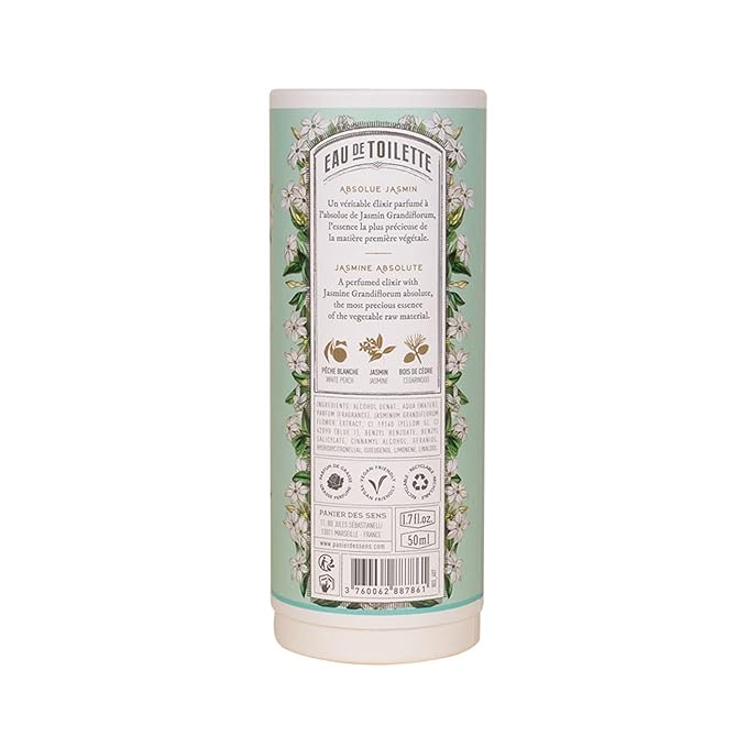 Panier des Sens - Jasmine Eau de Toilette 1.7 Floz – Enveloping & Floral Fragrance - Daily Light Perfume for Women - Parfum Crafted in Grasse, France - Elegant Packaging Perfect Gifts for Her