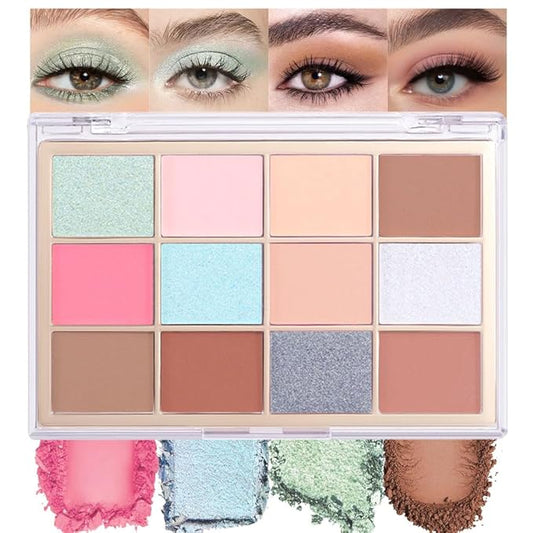 Nude Silver Brown Eyeshadow Palette,Natural Neutral Soft Small Cream Light Colors Eyeshadow Palette,Eye Shadow Palette Long Lasting Naturing-Looking Make Up Pallets for Women,Vegan