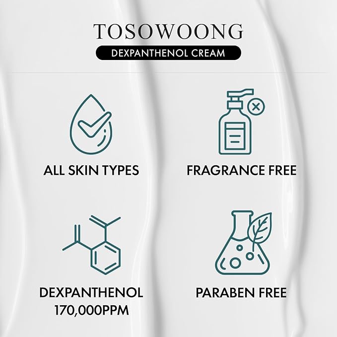 Dexpanthenol Cream, 170,000ppm B5 Panthenol, Madecassoside, Centella Asiatica for Skin Barrier Repair, Facial Moisturizer, Soothing, Hydrating, Korean Skincare, 60ml, 2.02 fl. oz.
