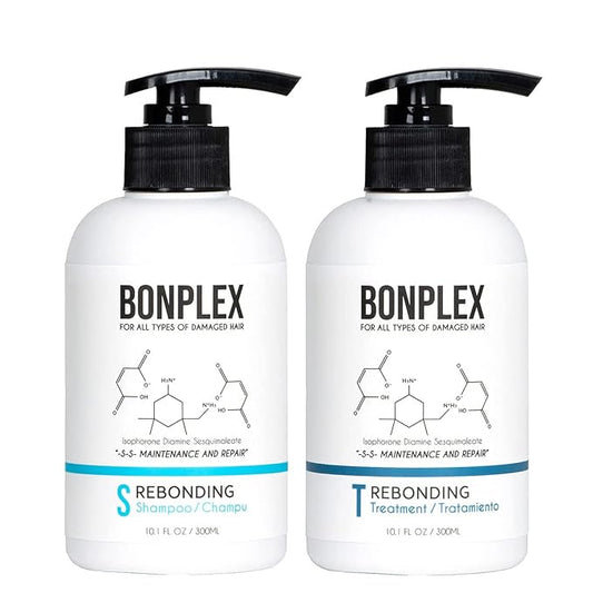 Perfect Bonding Concentrate for Damaged Hair - Bond Strengthening and Color Longevity Treatment for All Hair Types - Bonplex Rebonding Shampoo & Treatment Duo (10.1oz)