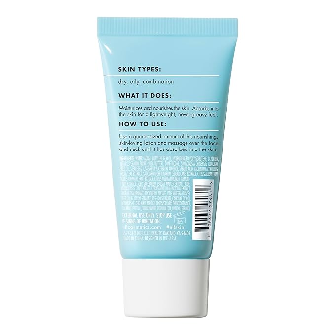 e.l.f. SKIN Holy Hydration! Moisturizer Mini, Ultra-Hydrating Formula, Infused with Aloe, Jojoba Oil & Shea Butter, Vegan & Cruelty-Free (Pack of 2)