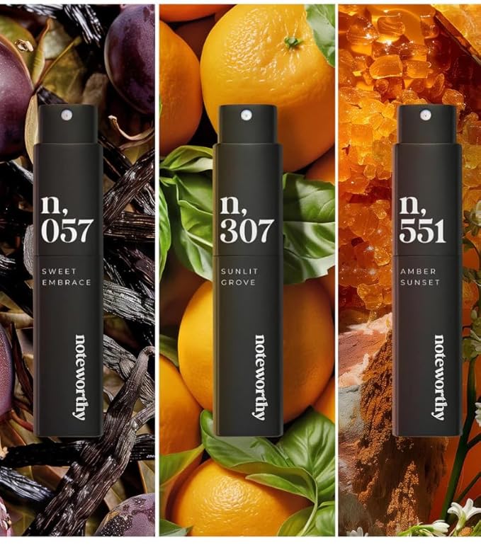 Noteworthy Essentials Trio Travel Spray Bundle – 3-Piece Fragrance Set for Men & Women, Long-Lasting Perfume, TSA-Approved, Perfect for Gift Giving