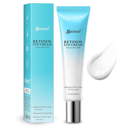 Retinol Eye Cream - Eye Cream for Dark Circles, Puffiness, Anti Aging, with Hyaluronic Acid, Peptides, Caffeine, Reduces Bags, Smooths Wrinkles & Fine Lines, Dark Circles Under Eye Treatment, 1 fl. oz