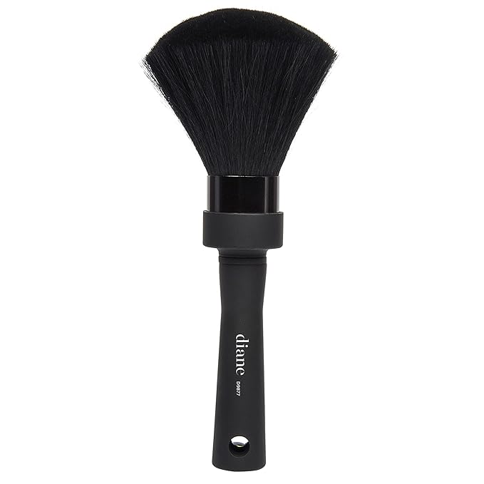 Diane Professional Long Handle Neck Duster Brush for Hair Cutting, Removes Loose Hair from Neckline and Ears, Soft Nylon Bristles, Stand Up Base, 9”