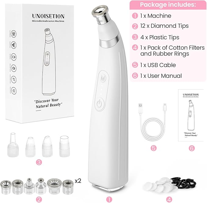 Diamond Microdermabrasion Machine, Portable Blackhead Remover Pore Vacuum, Dermabrasion Facial Machine for Exfoliation & Blackhead Removal