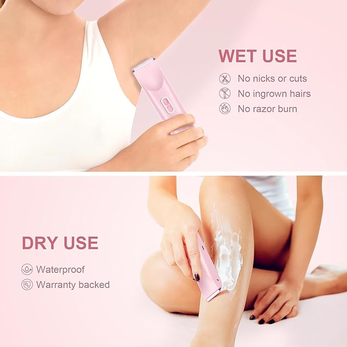2025 New Bikini Trimmer for Women,Dermave Bikini Shaver,2-in-1 Electric Razors for Women(Pink)