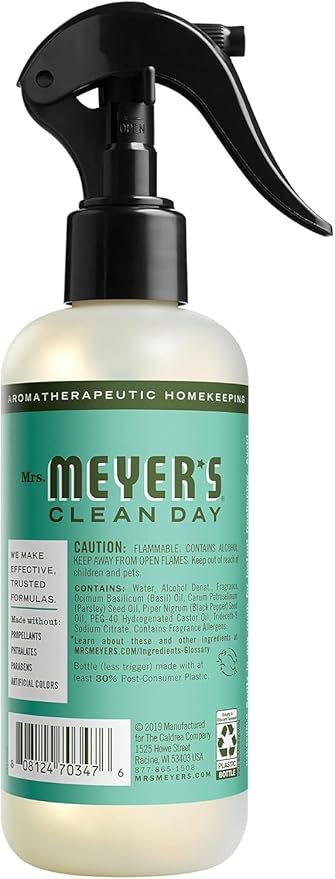MRS. MEYER'S CLEAN DAY Room and Air Freshener Spray, Non-Aerosol Spray Bottle Infused with Essential Oils, Basil, 8 fl. oz