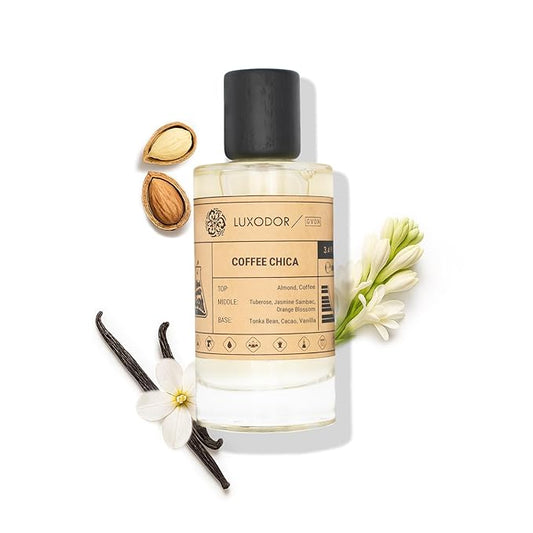 Coffee Chica - Inspired pheromones perfumes for women cologne - dupes fragrances - Clean ingredients - Paraben Free Vegan - 3.4 fl. oz (100ml) with perfume oil 10 ml roll-on
