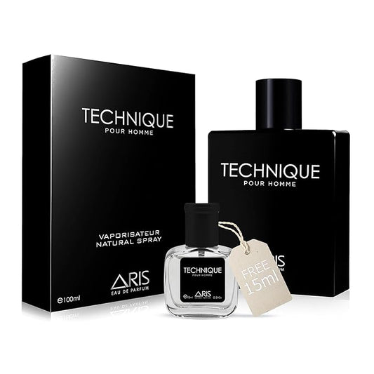 Technique Eau de Parfum – Long-Lasting Sandalwood and Woody Fragrance for Men – 100mL Perfume Spray with Bonus 15mL Perfume Sample (Randomly Selected)