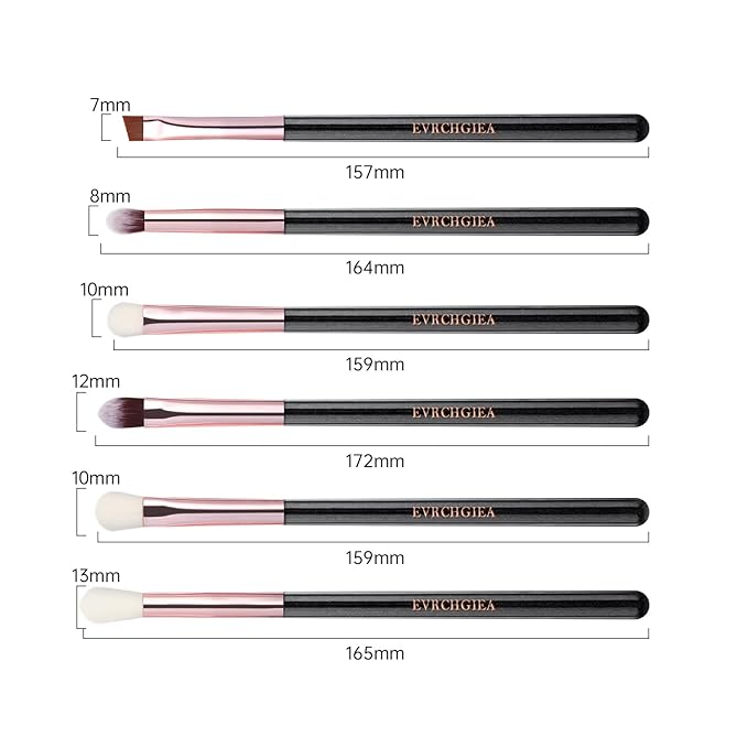 Eye Makeup Brush Set, 6 Pcs Professional Blending Eyeshadow Makeup Brushes for Concealer Eyebrows Eyeliner, Soft Hairs & Wood Handle (black and rose gold)…
