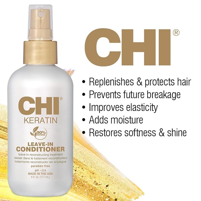CHI Keratin Leave-in Conditioner, Hydrating Conditioner For Restoring Softness & Preventing Breakage, Great For Daily Use, Sulfate-free, 6 Oz