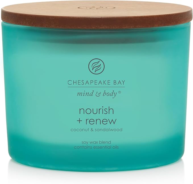 Chesapeake Bay Candle Mind & Body 3-Wick Coffee Table Jar Candle, Nourish + Renew (Coconut & Sandalwood)