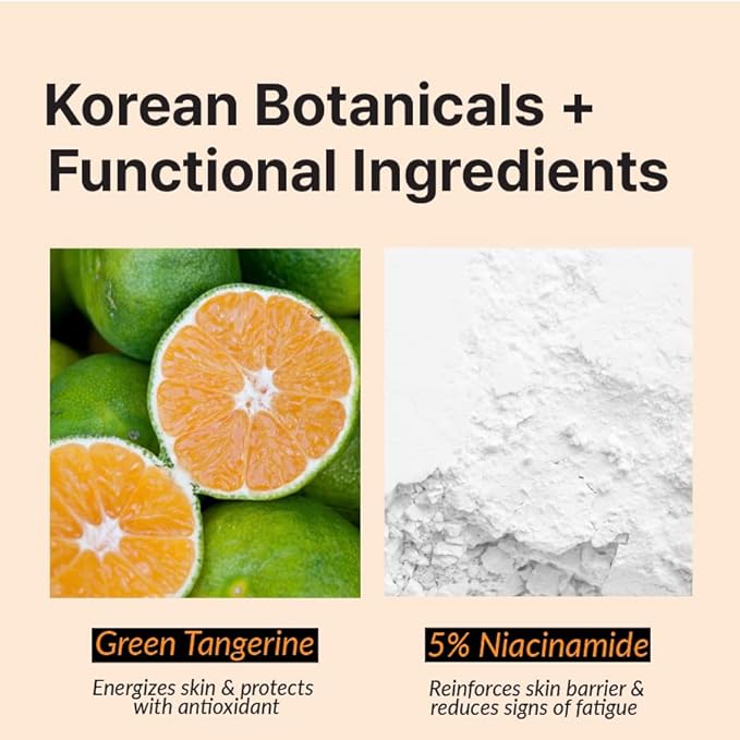 Vitatone Essence, Vitamic C Serum with 5% Niacinamide & Jeju Green Tangerine, for Glass Skin, Clarifying, Radiant Complexion, Fast Absorbing, Korean Skincare (30ml / 1.01 fl. oz)