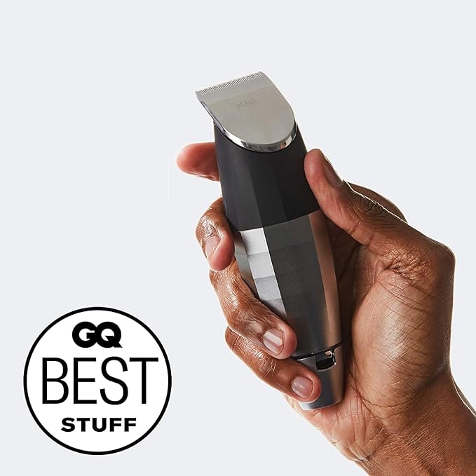 Bevel Beard Trimmer for Men - Cordless Trimmer, 6 Hour Rechargeable Battery Life, Tool Free Adjustable Zero Gapped Blade, Barber Supplies, Mustache Trimmer, Silver