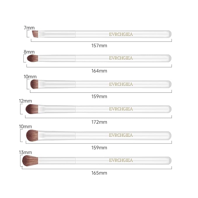 Eye Makeup Brush Set, 6 Pcs Professional Blending Eyeshadow Makeup Brushes for Concealer Eyebrows Eyeliner, Soft Hairs & Wood Handle… (white 6pcs)