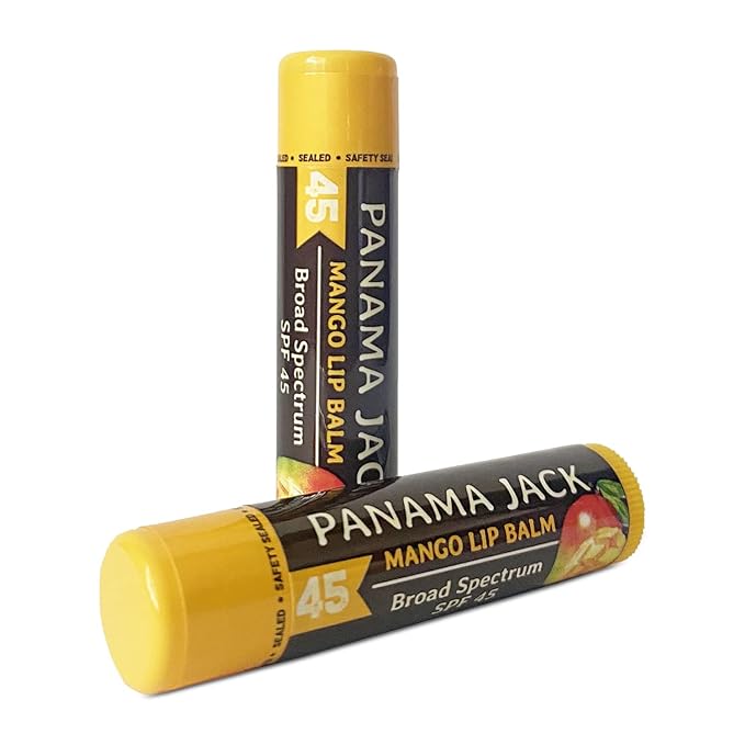 Panama Jack Sunscreen Lip Balm - SPF 45, Broad Spectrum UVA-UVB Sunscreen Protection, Prevents & Soothes Dry, Chapped Lips, Mango, 12-pack