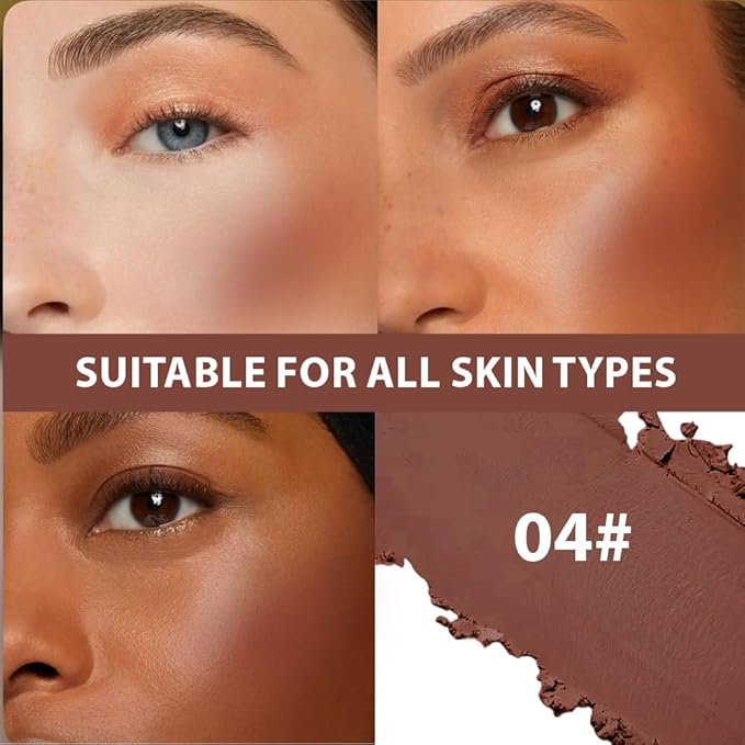 Powder Matte Blush Cheeks Face Makeup for Women With Mirror and Powder Puff Monochrome Blushes Lightweight,Smooth,Blendable,Fade and Transfer-Resistant Baked Blush,Effortless Matte Natural Finish