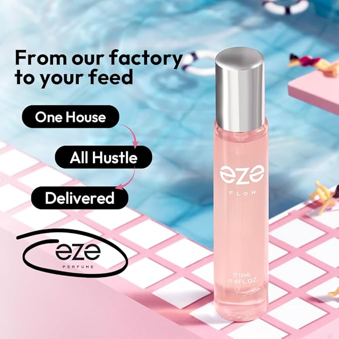 Eze FLOW Eau de Parfum for Women 18ML | Long-Lasting Luxury Perfume | Elegant Peach, Freesia & Rose | Warm Sandalwood, Musk & Vanilla Base | Premium Floral & Woody Fragrance | Captivating Scent | EDP
