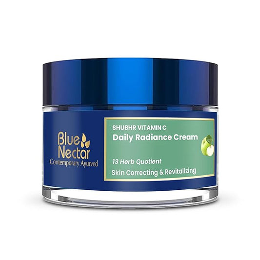 Blue Nectar Plant Based Vitamin C Face Cream for with Natural Green Apple & Almond Oil | Deep Hydration & Nourishing Face Moisturizer for Women (13 Herbs, 1.7 Oz)