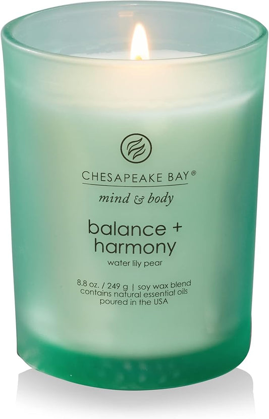 Chesapeake Bay Balance + Harmony Scented Candle Water Lily Pear Fragrance 50 Hours Burn Time Warm & Decorative Soy Wax Blend