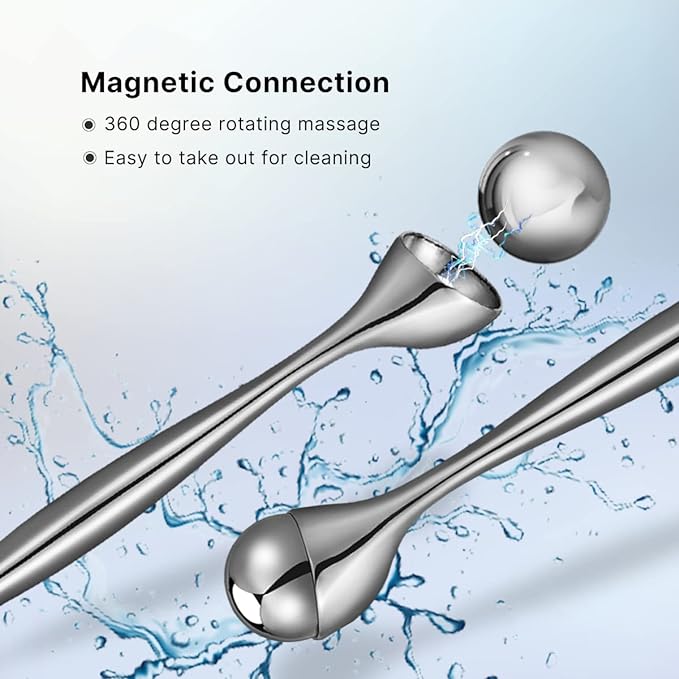 Eye Roller, Facial Ice Roller Massager - Reduces Puffiness, Dark Circles, Cooling Therapy for Tired Eyes (With Applicator)
