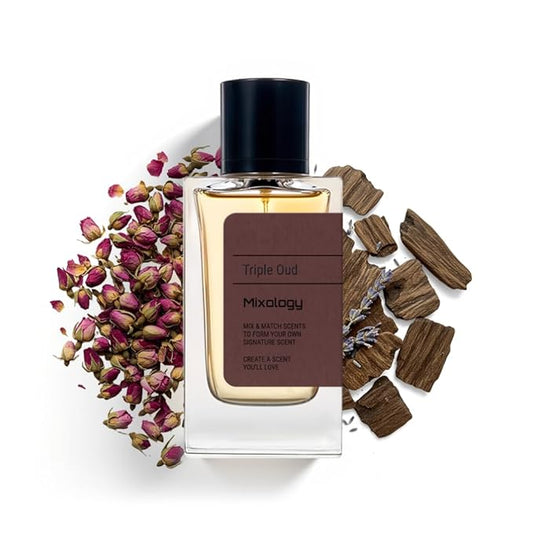 Tripe Oud Mixology Eau de Parfum - Mixture of Nomad, Ispahan and Int and Oud For Greatness, Unisex Perfume 3.4 Fl Oz (100ml)