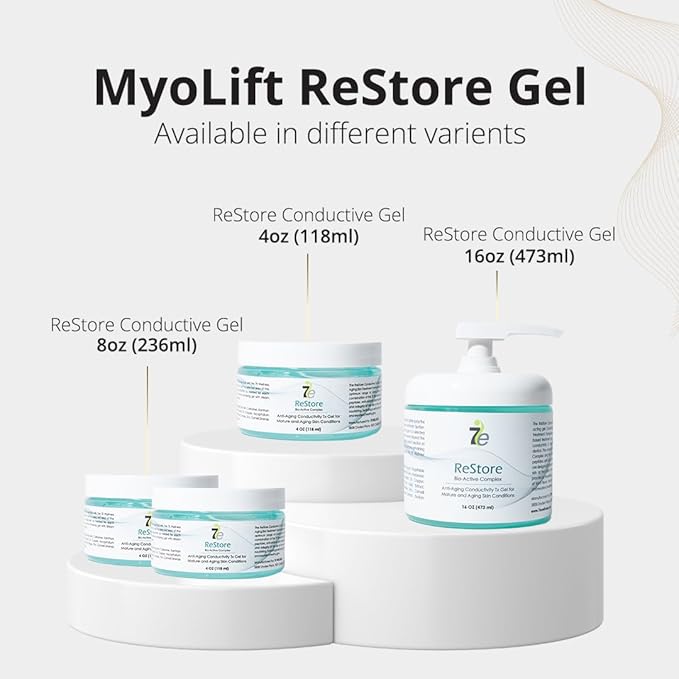 7E Wellness Myolift 8oz Restore Conductive Gel with Bio-Active Complex 8oz Facial Skin Care Products with Green Tea Extract, Hyaluronic Acid, Anti Aging &Skin Tightening [4ozX2] (8 oz)