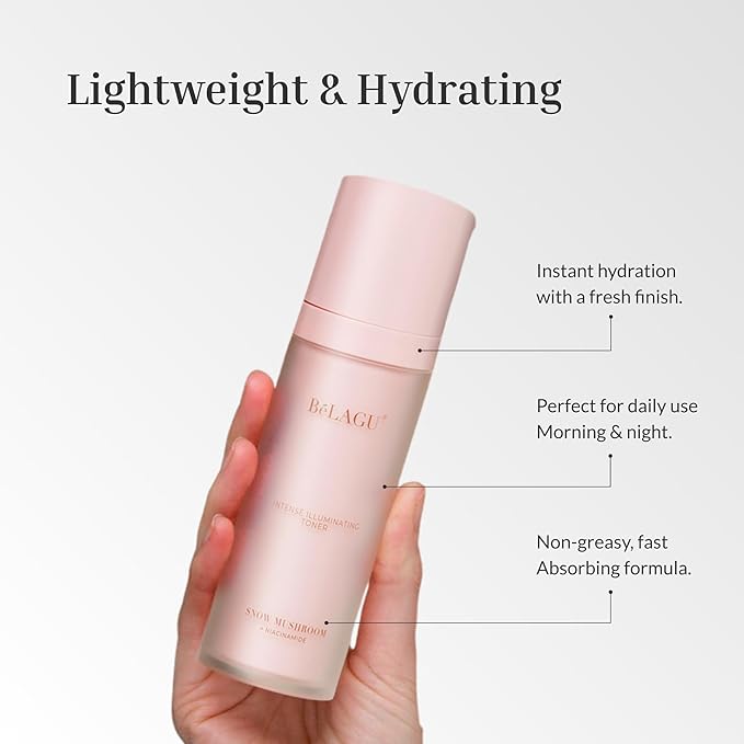 Intense Illuminating Toner with Niacinamide & Snow Mushroom | Hydrating Facial Toner for Radiant Glow & Even Tone | Alcohol-Free, Vegan (3.4 fl Oz)