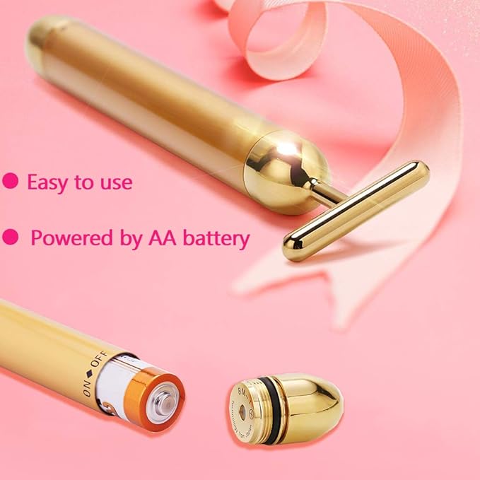 Amirce Face Massager Roller Golden 3D Roller Electric Facial Roller and T Shape Facial Roller Massager Kit Face Rollers