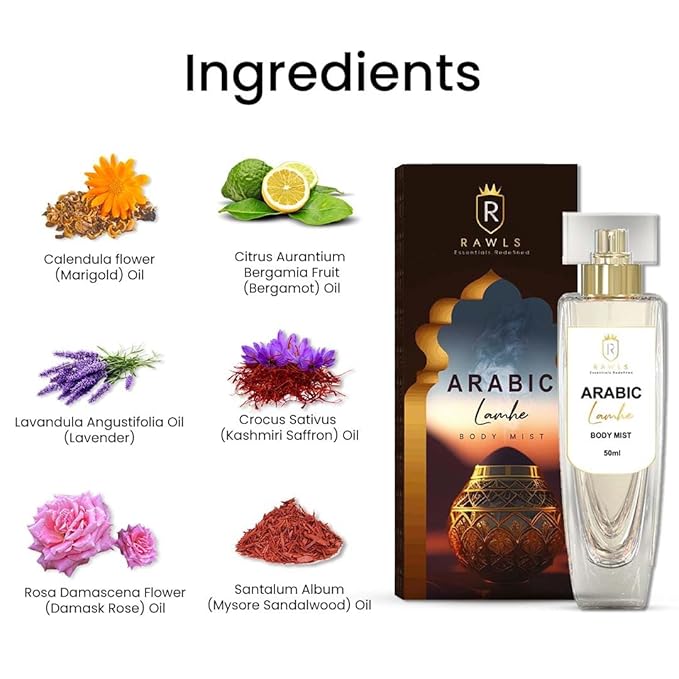 Arabic Lamhe Body Mist for Men & Women, 50ml – Light Long-Lasting Daily Fragrance with Jasmine, Vanilla & Ginger – Paraben-Free 1.69 fl oz
