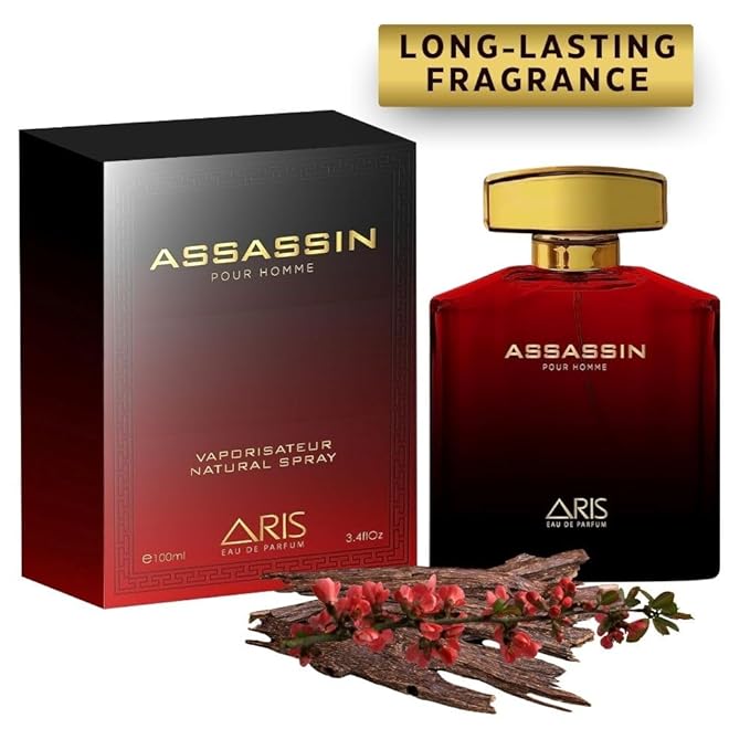 Assassin Intense Eau de Parfum – Long-Lasting Musk and Wood Fragrance for Men – 100mL Perfume Spray with Bonus 15mL Sample (Randomly Selected)