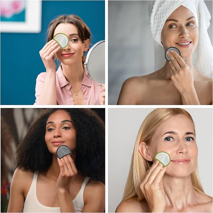 Chloven Reusable Cotton Rounds 16 Pack - Machine Washable Bamboo Charcoal Makeup Remover Pads for Face, Bamboo Terry Face Wipes Reusable Makeup Pads with Cotton Bag for Storage