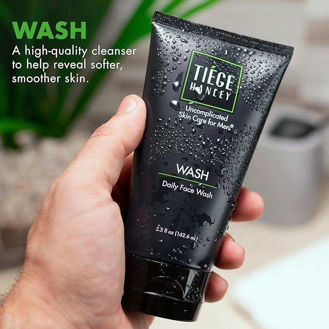 Tiege Hanley Daily Face Wash for Men, Gentle Fragrance-Free Cleanser with Jojoba Oil, Aloe, & Vitamin B3, Hydrating Foaming Formula for Deep Clean, Gentle on Sensitive Skin, Men’s Skin Care, 5.5 Fl Oz