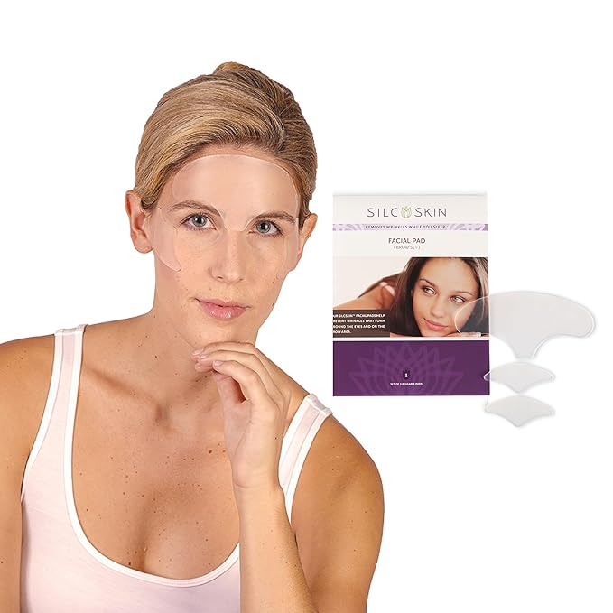 SilcSkin Facial and Brow Pads Set - 30 Day Supply, Reusable Adhesive Silicone Pads for Forehead and Facial Areas