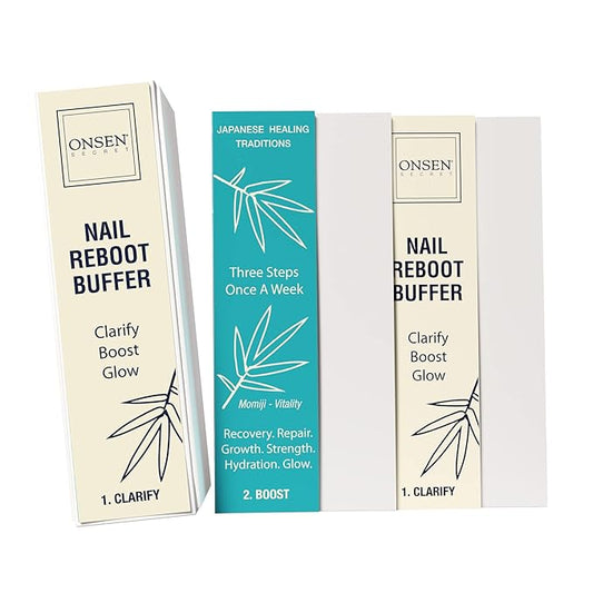 Professional Nail Buffer Block | Ultimate Shine Nail Buffing Block w/ 3 Way Buffing Methods & Replacement Buffer Pads | Japanese Buffer Block + 6 Replacement Buffer Pads Bundle by Onsen