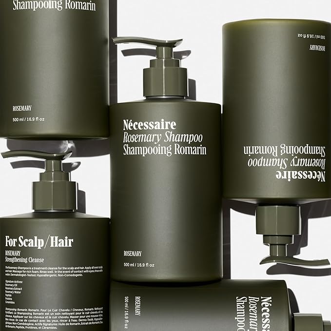 Nécessaire Rosemary Shampoo With Pump | Multi-Protien Strengthening Conditioner For Thinning Hair. For Women + Men. Good For All Hair Types/Textures. Color-Safe. 500 ml / 16.9 oz