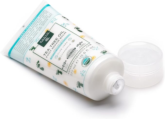 Earth Therapeutics Tea Tree Oil Foot Balm – Australian Tea Tree Oil w/Aloe Vera & Chamomile – Hydrates, Softens & Conditions Dry Cracked Feet, Heel and Calluses – Soothe Irritated Skin – 6 Oz