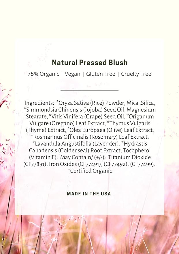 Mom's Secret 100% Natural Blush, Organic, Vegan, Gluten Free, Natural Pressed Blush, Cruelty Free, Made in the USA, 0.18 oz (Dusty Rose)