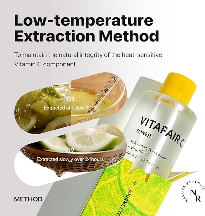 Nature Republic Vitapair C Glow Facial Toner - Vitamin Toners for Face, Hydrating Skin Care for Women, Niacinamide Korean Skincare, Clean Clear Moisturizing, Gentle Natural Beauty, 300ml / 10.15 fl oz