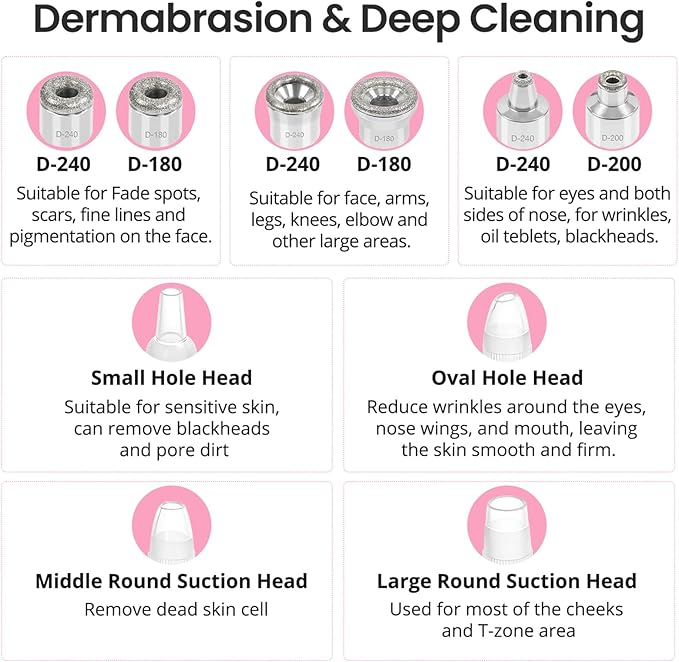 Diamond Microdermabrasion Machine, Portable Blackhead Remover Pore Vacuum, Dermabrasion Facial Machine for Exfoliation & Blackhead Removal