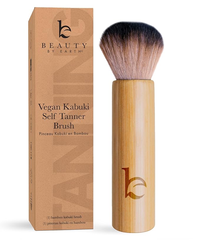 Kabuki Brush for Face - Ultra Soft Bronzer Brush for Blush, Loose Powder, Powder and Liquid Foundation & Self Tanner, Travel Friendy Makeup Blending Tool, Gentle on Skin