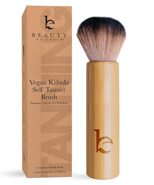Kabuki Brush for Face - Ultra Soft Bronzer Brush for Blush, Loose Powder, Powder and Liquid Foundation & Self Tanner, Travel Friendy Makeup Blending Tool, Gentle on Skin