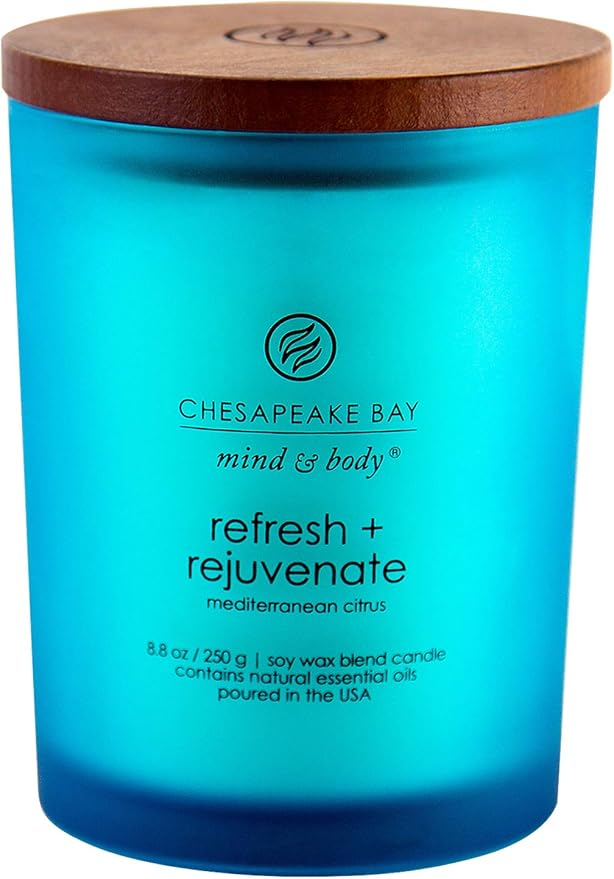 Chesapeake Bay Candle, Scented Candle, Mind & Body Refresh + Rejuvenate (Mediterranean Citrus), Medium Jar, 8.8oz