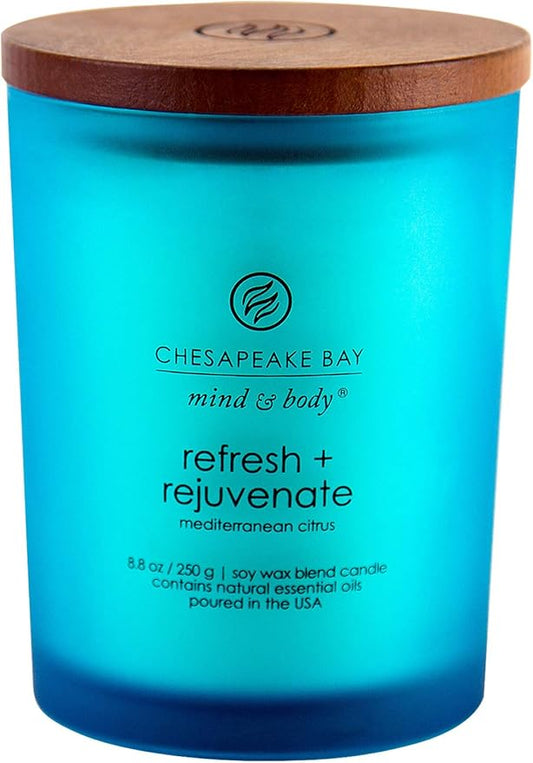 Chesapeake Bay Candle, Scented Candle, Mind & Body Refresh + Rejuvenate (Mediterranean Citrus), Medium Jar, 8.8oz