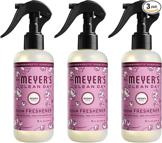 MRS. MEYER'S CLEAN DAY Room and Air Freshener Spray, Non-Aerosol Spray Bottle Infused with Essential Oils, Peony, 8 fl. oz - Pack of 3
