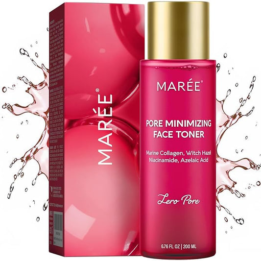MAREE Pore Minimizer for Face Toner – Witch Hazel Toner with Niacinamide & Marine Collagen – Gentle Exfoliating Oil Control Facial Toner for Women – BHA Liquid Exfoliant – Alcohol Free Tonico Facial