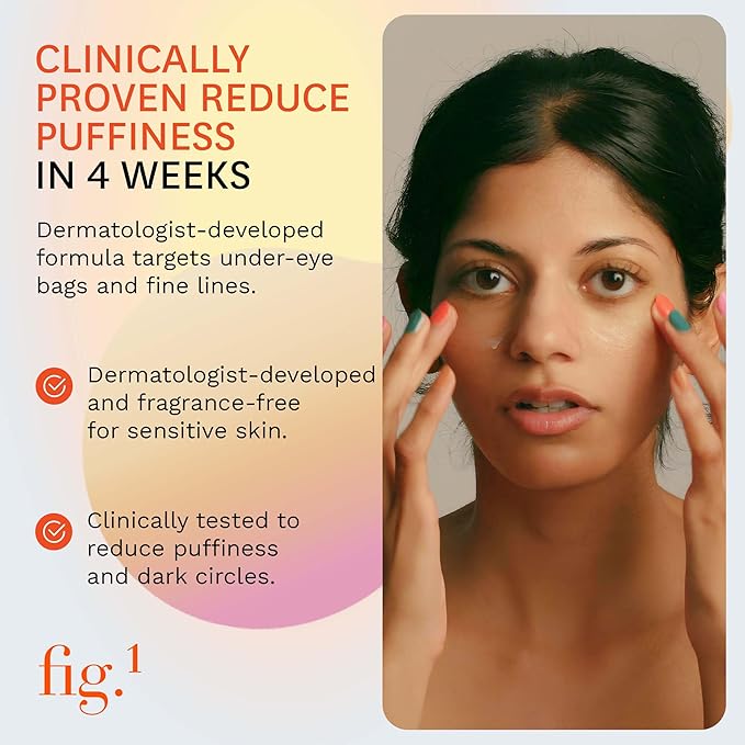 Fig.1 Vitamin C Eye Cream for Dark Circles, Puffiness & Wrinkles | Under Eye Cream for Women & Men | Glowing Eye Treatment | Refillable Anti Aging Moisturizer for Fine Lines