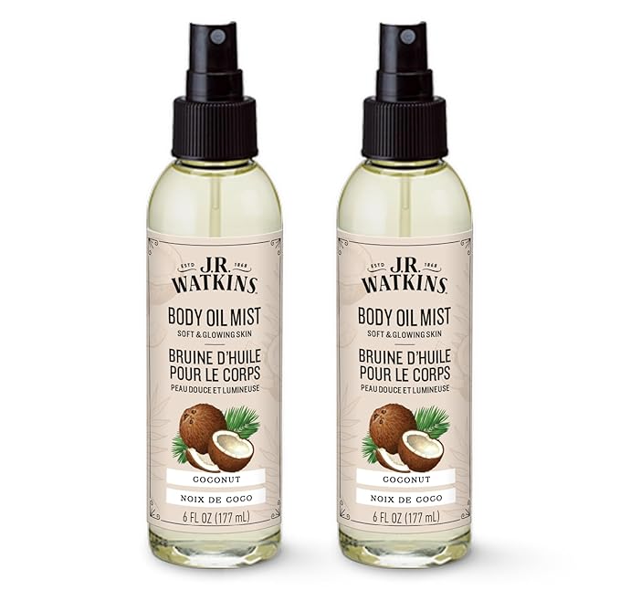 J.R. Watkins Naturally Hydrating Body Oil Mist, Coconut, 6 fl oz, 2 Pack
