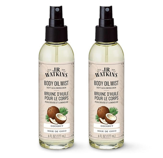 J.R. Watkins Naturally Hydrating Body Oil Mist, Coconut, 6 fl oz, 2 Pack